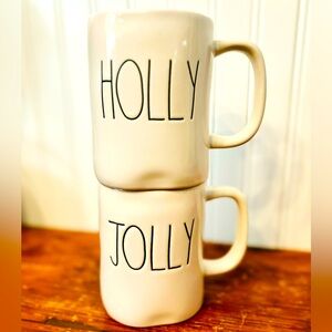 Rae Dunn Holly & Jolly Christmas Mug Pair